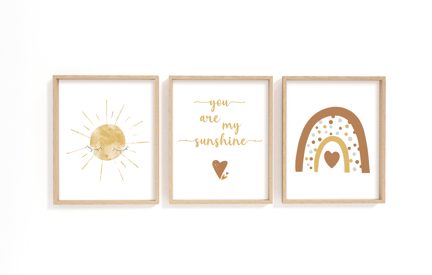 You are my sunshine Wall Art, Rainbow Nursery Prints set of 3