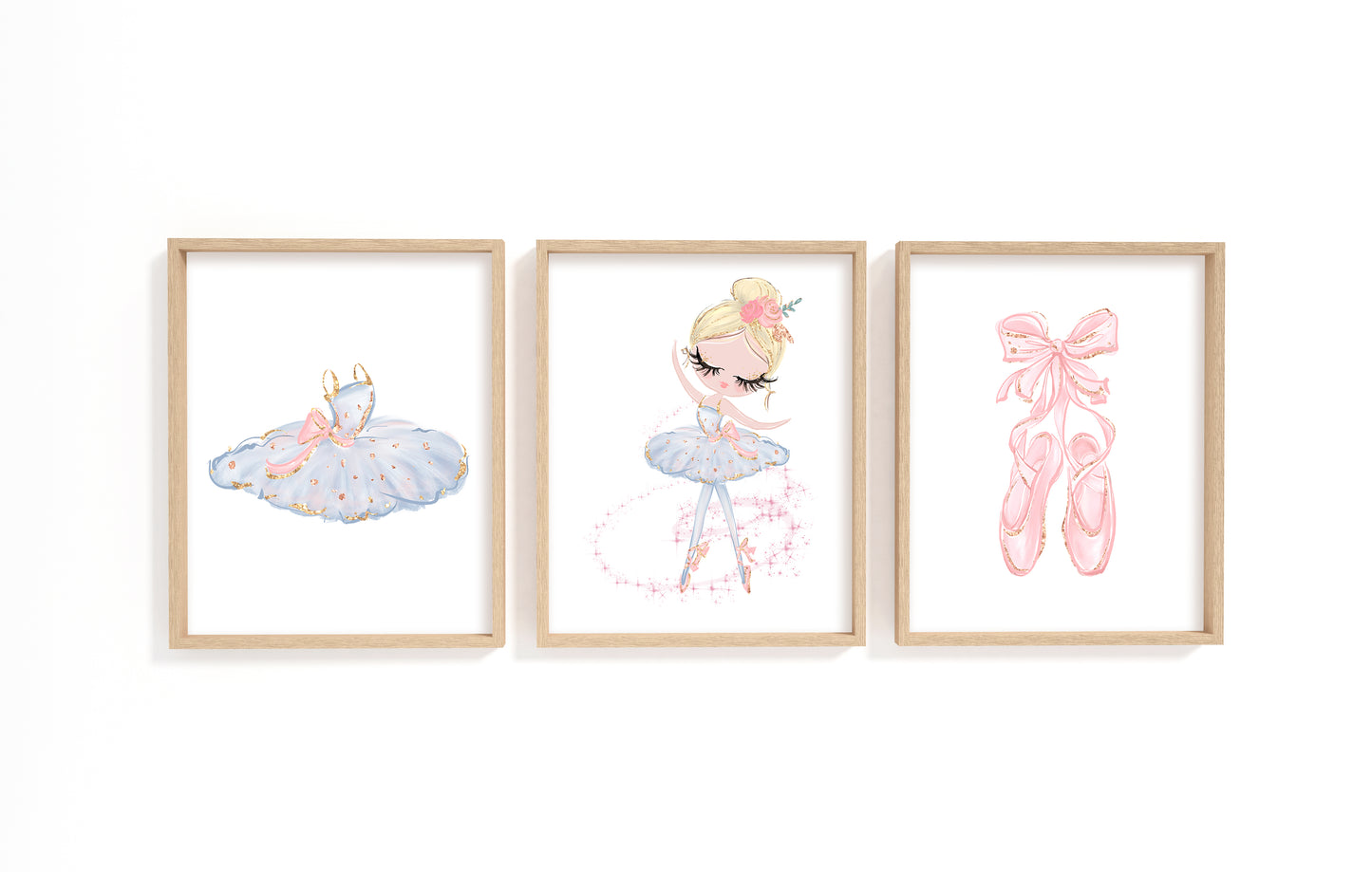 3 PRINTABLE Ballerina  Wall Art, Ballet Nursery Prints - Sweet Ballet