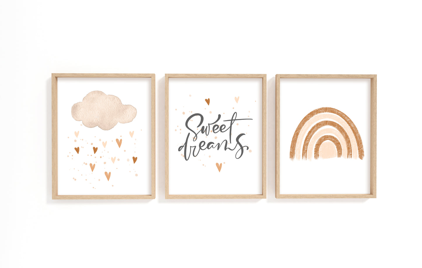 Set of 3 PRINTABLE Sweet Dreams Rainbow Wall Art, Rainbow Nursery Prints - Earthy Rainbow