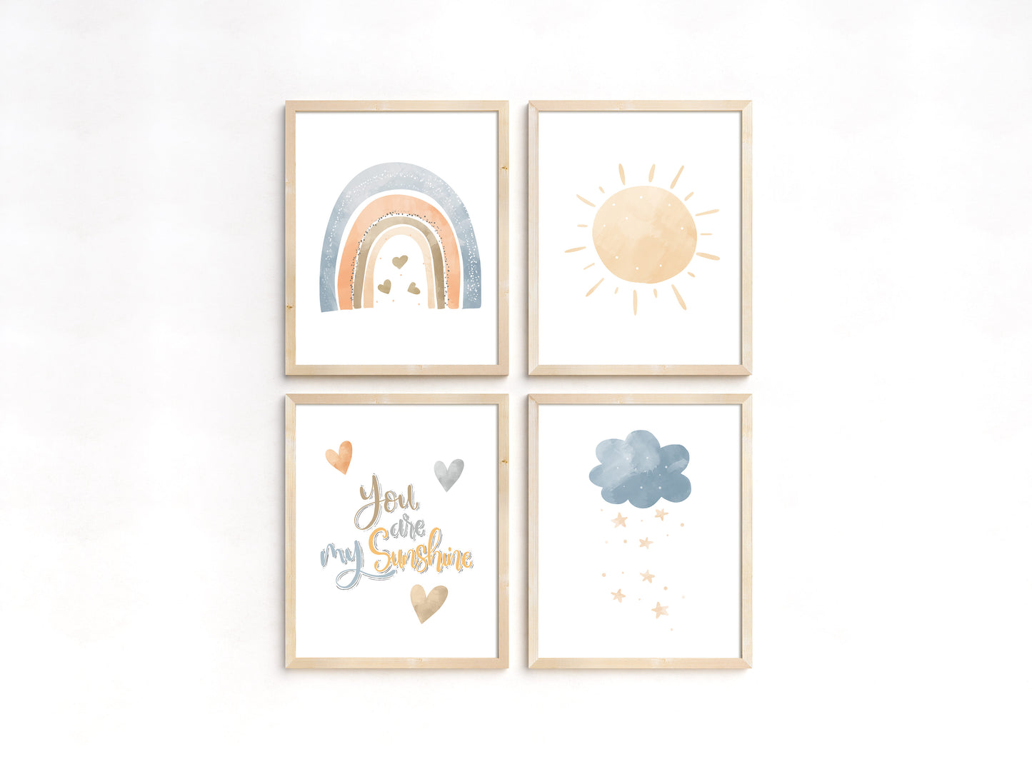 You are my sunshine Wall Art, Rainbow Nursery Prints Set of 4