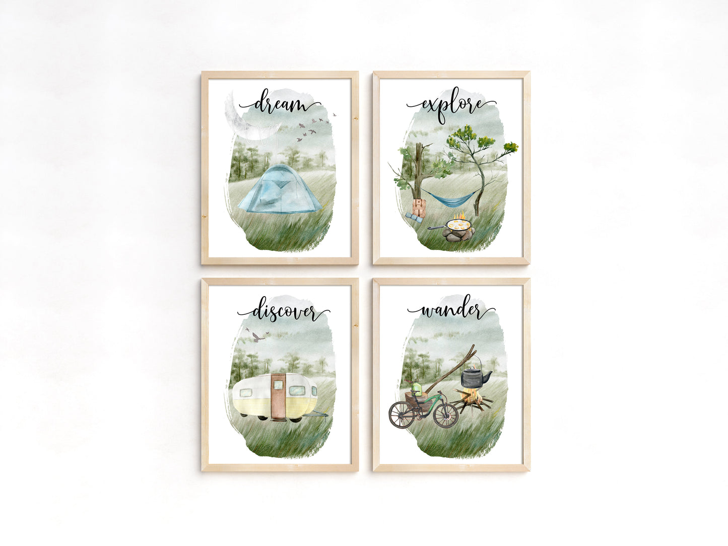 Explore Wall Art, Camping Nursery Prints Set of 4