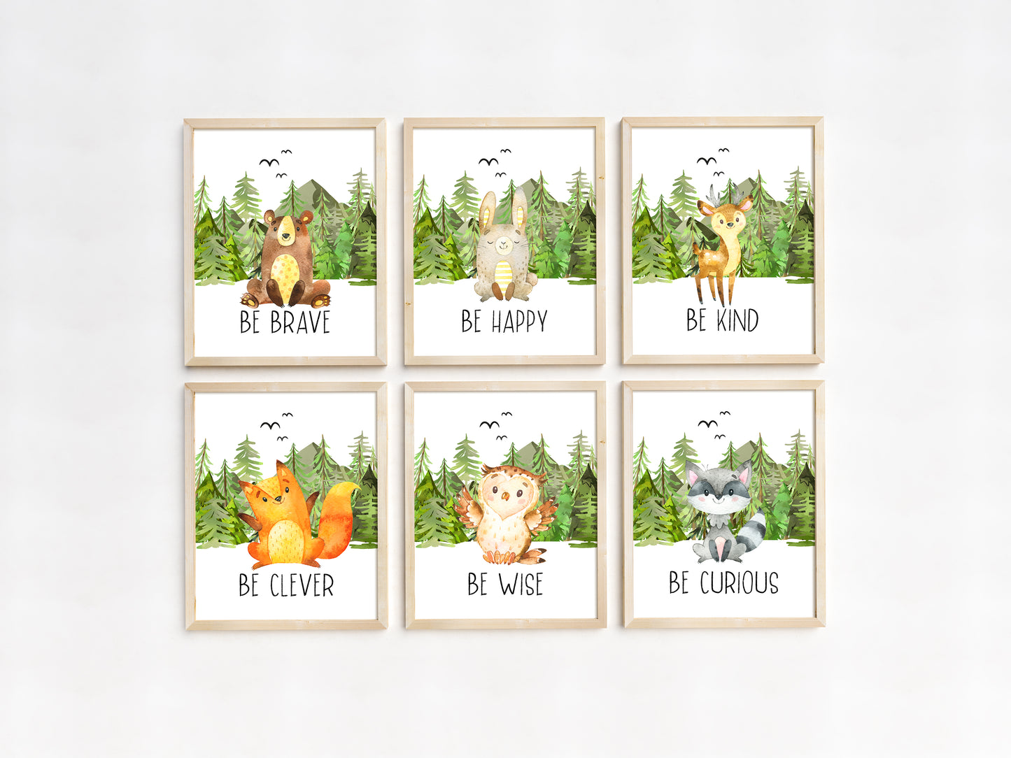 Set 6 PRINTABLE Woodland Wall Art, Woodland Nursery Prints