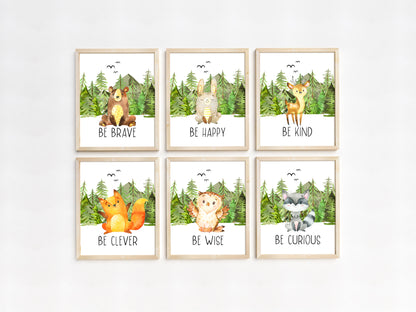 Set 6 PRINTABLE Woodland Wall Art, Woodland Nursery Prints