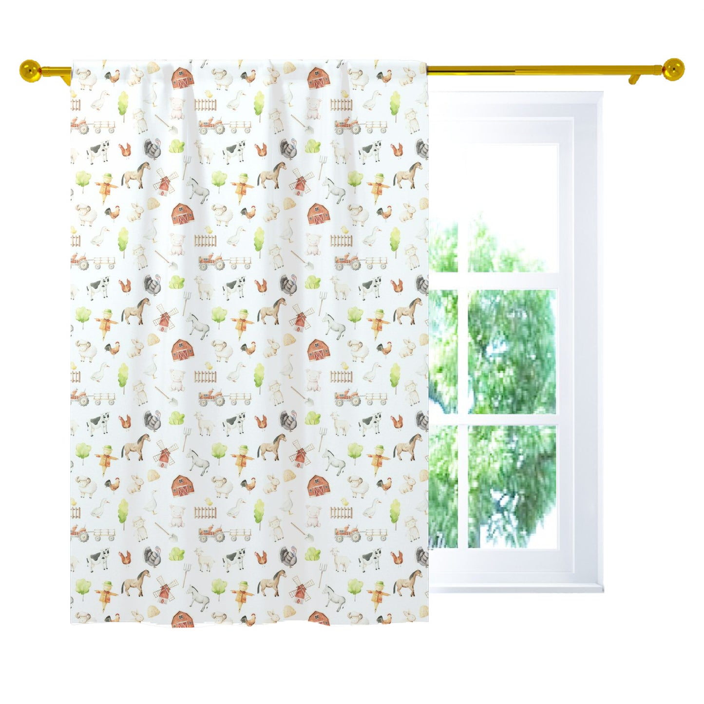 Farm Curtain, Single Panel, Farm nursery decor - Oliver's Ranch