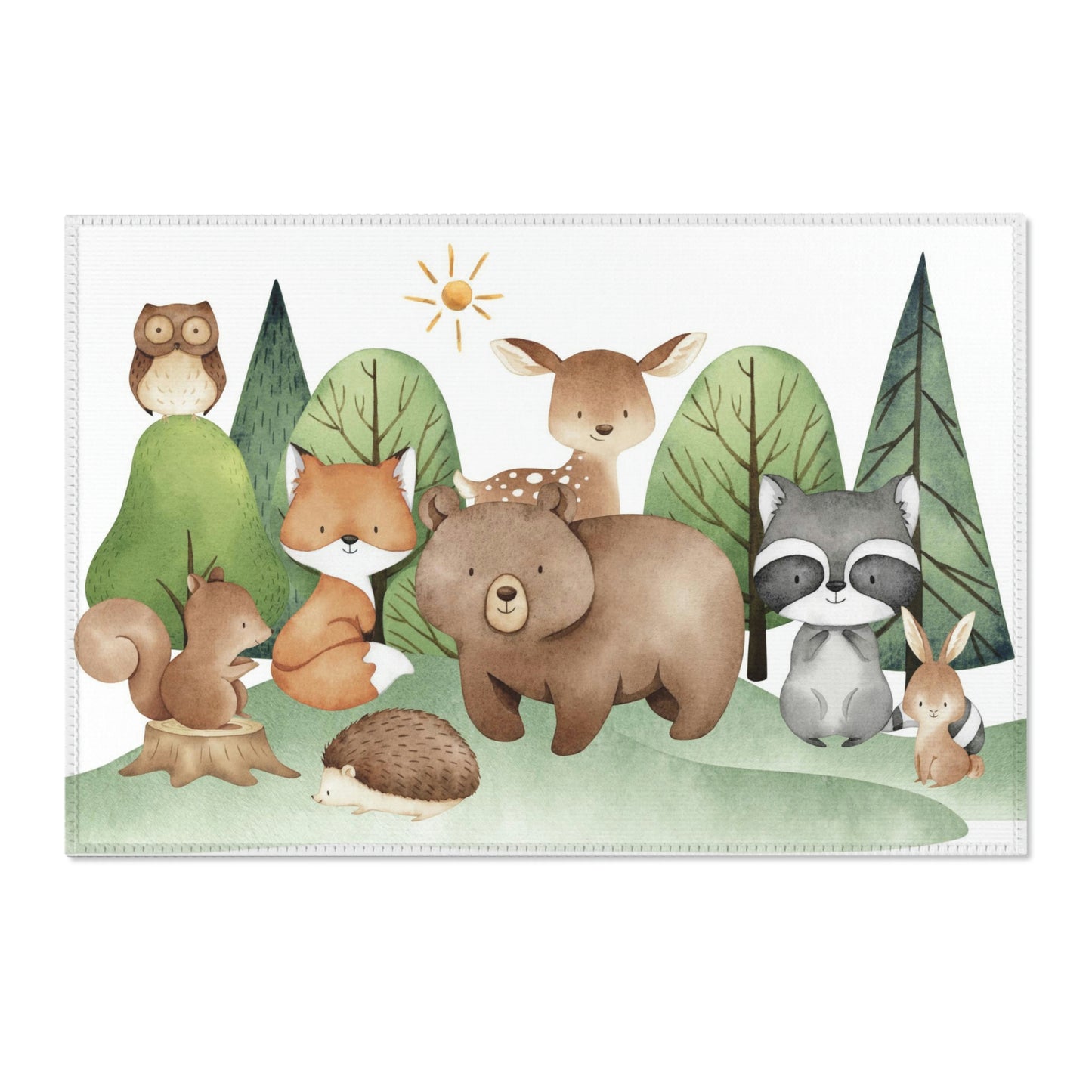 Woodland Animals Rug - Woodland nursery decor - Tiny Woodland