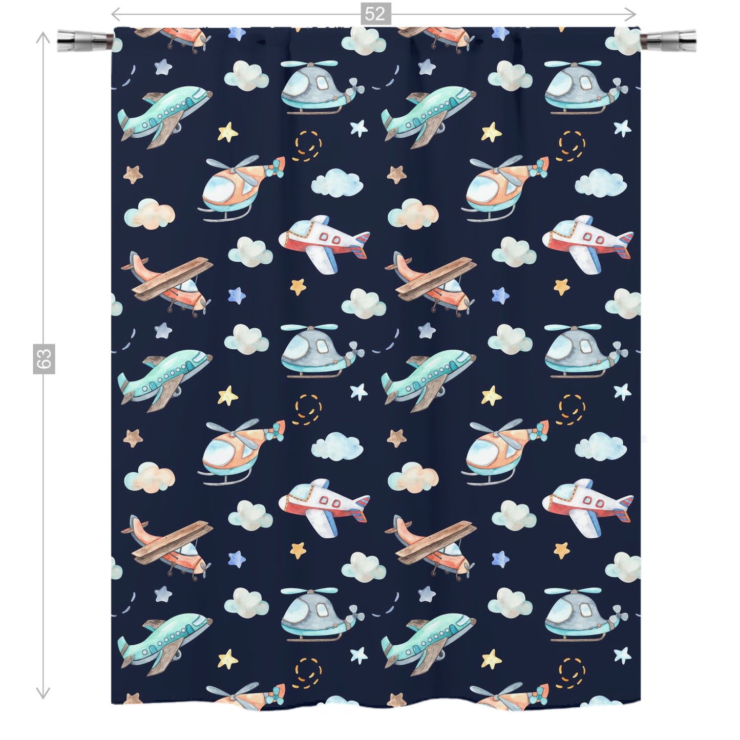 Airplanes Curtain, Single Panel, Aviation nursery decor - Night Flight