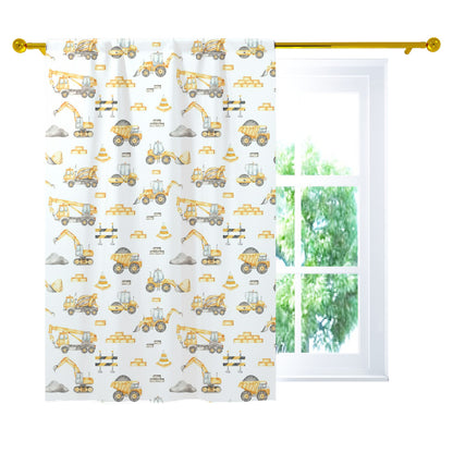 Construction truck curtain single panel, Construction nursery decor - Under Construction