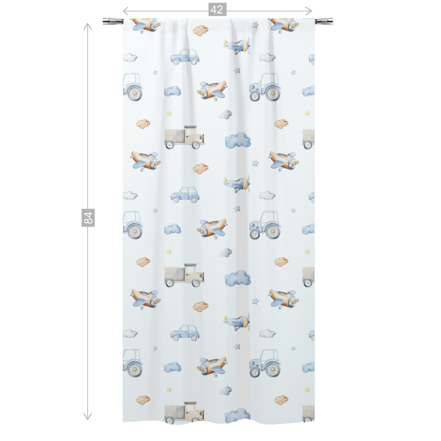 Transport Vehicles Curtain, Transportation Nursery Decor - Blue Transportation