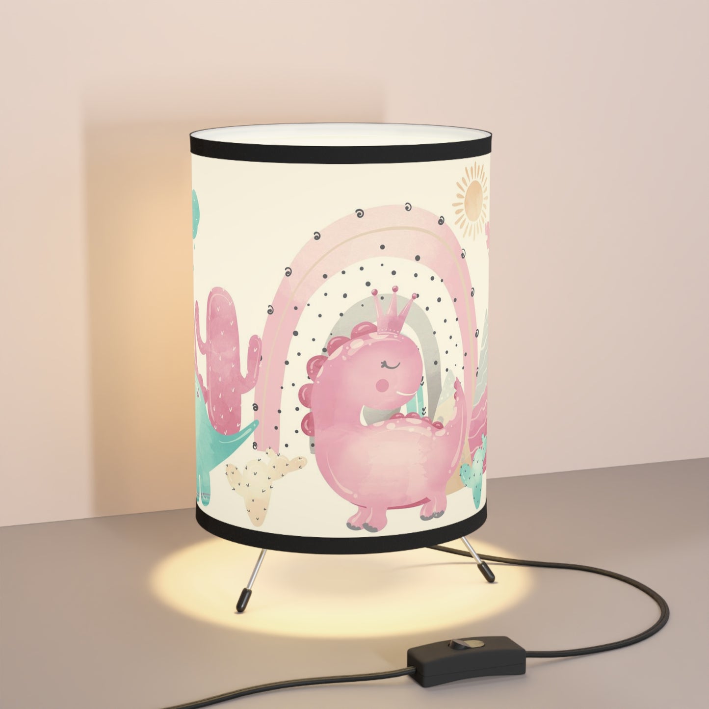 Pink dinosaur lamp, Dinosaur nursery decor - Pink Dinosaur