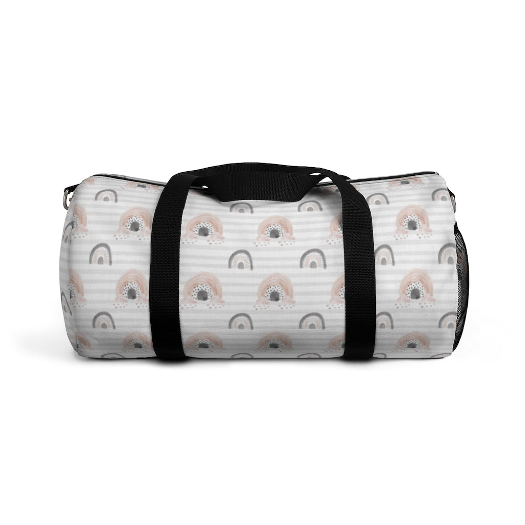 Gray Stripes Duffel Bag, Rainbow Hospital Bag - Blush Rainbow