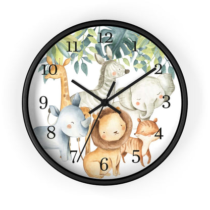 Safari animals kids wall clock, Jungle Nursery Decor - Baby Africa