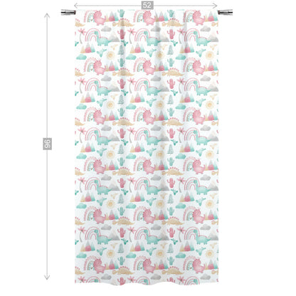 Pink dinosaur Curtain, Single Panel, Girl dinosaur nursery decor - Pink dinosaur