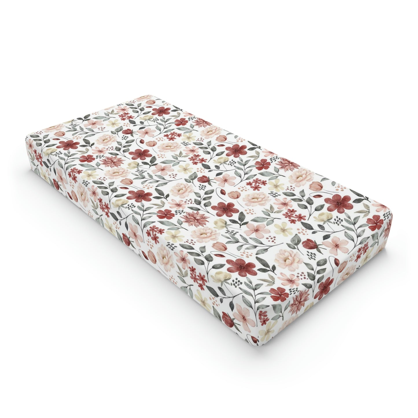 Peony changing pad cover, Floral nursery decor - Peonies garden