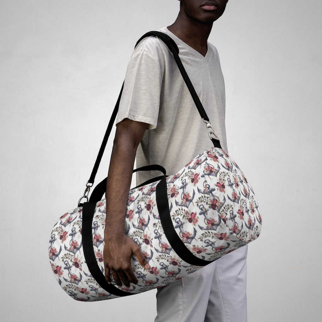 Nautical Duffle Bag, Floral Anchor Hospital Bag - Nautical Bloom