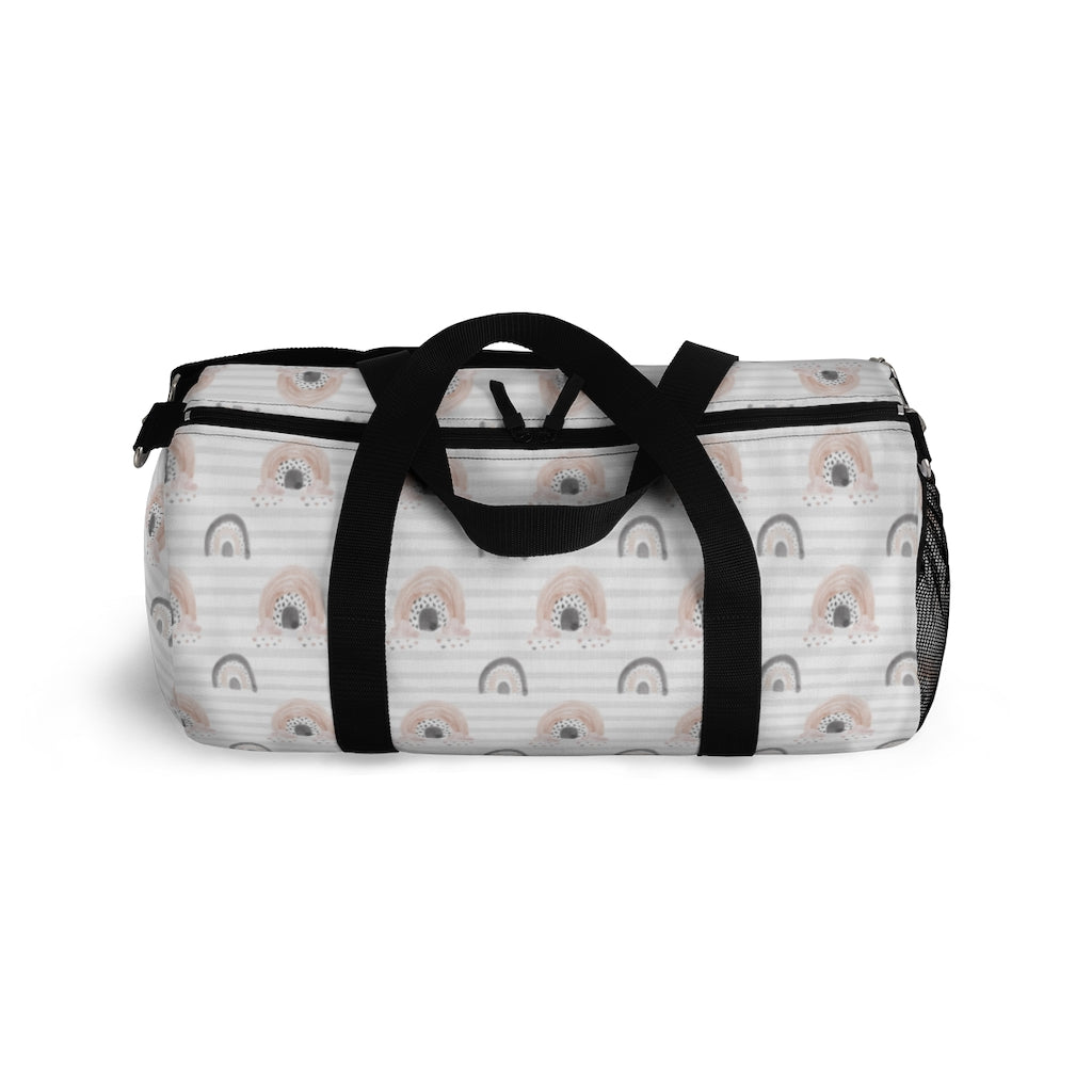 Gray Stripes Duffel Bag, Rainbow Hospital Bag - Blush Rainbow