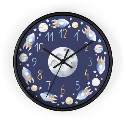 Space Nursery Clock, Planets Kids Room Décor - Outer Space