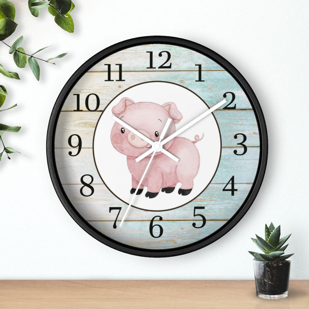 Pig Kids Wall Clock | Farm Nursery Decor