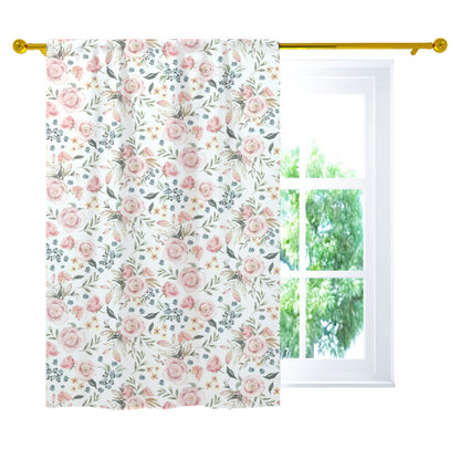 Pink Roses Curtain, Watercolor Floral curtain panels - Candy Rose