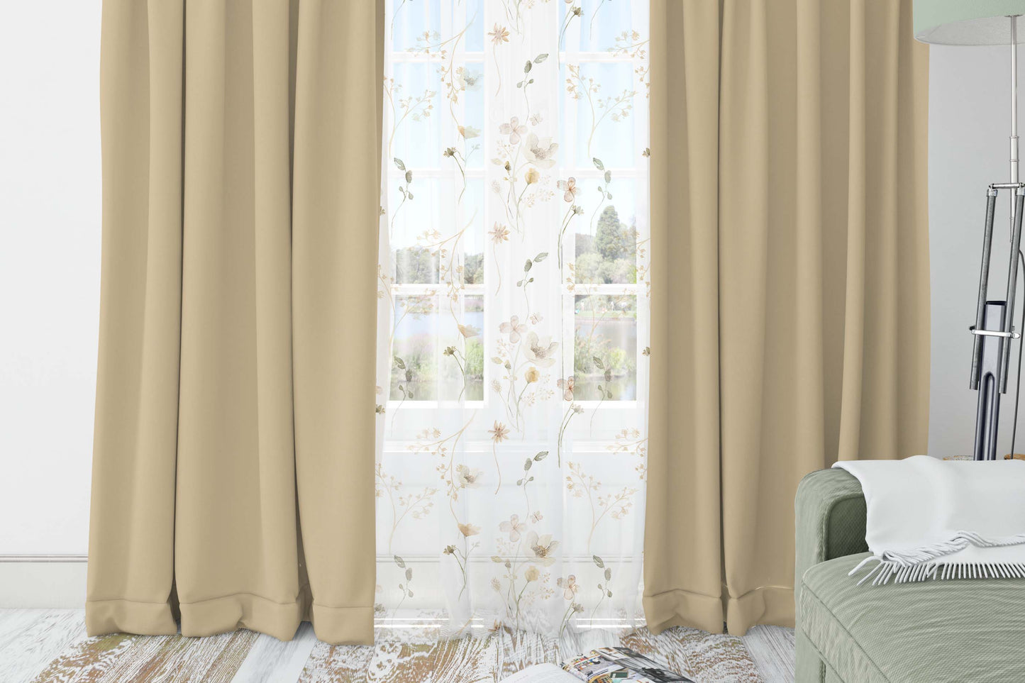 Wild Flower Sheer Curtain, Boho Floral Nursery Decor - Mustard Wildflowers