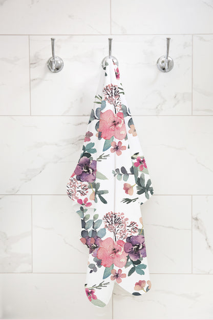 Floral Hooded Baby Towel, Baby Girl Bathroom Towel - Wild Pink