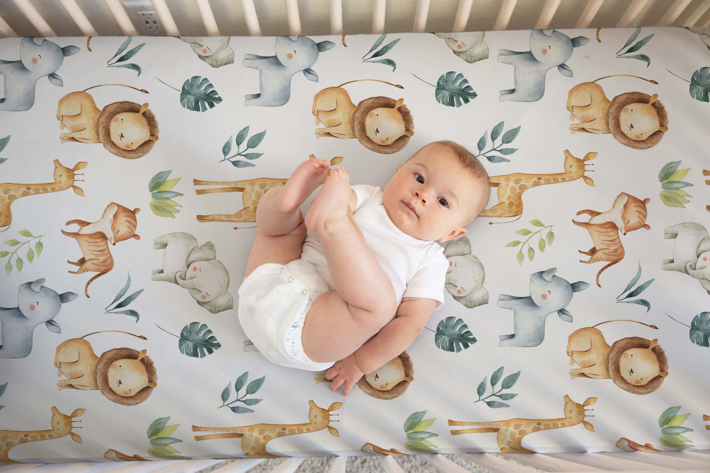 Safari Animals Crib Sheet, Jungle Nursery Bedding - Baby Africa