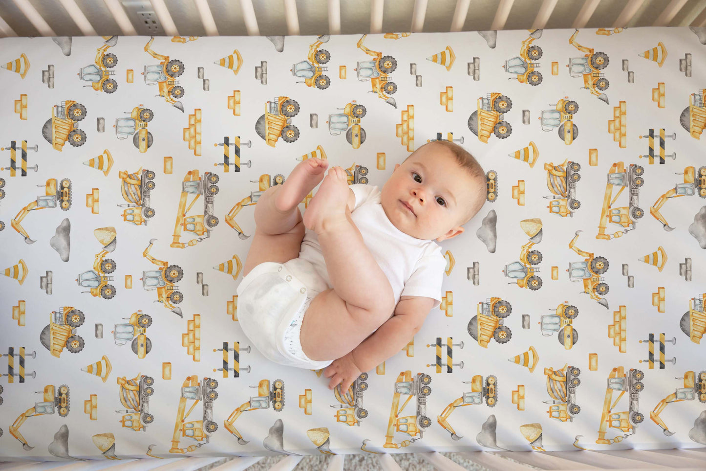 Construction Crib Sheet, Construction trucks Nursery Bedding - Under construction