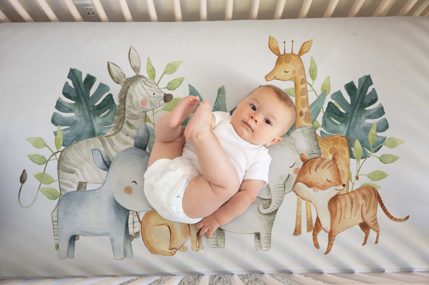 Safari Animals Crib Sheet, Jungle Nursery Bedding - Baby Africa