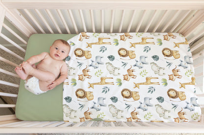 Safari Minky blanket | Jungle animals nursery bedding -  Baby Africa