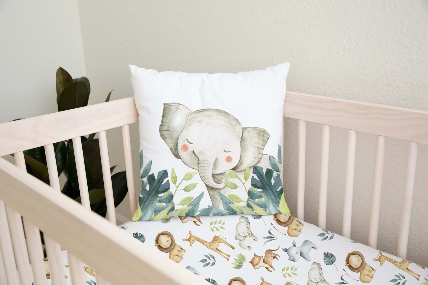 Elephant Pillow Cover, Safari Nursery Decor - Baby Africa