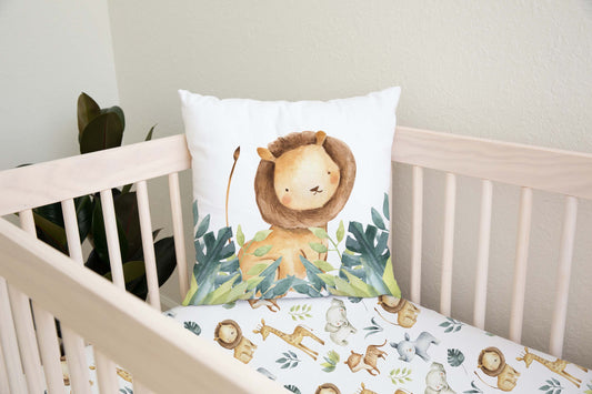 Lion Pillow Cover, Safari Nursery Decor - Baby Africa