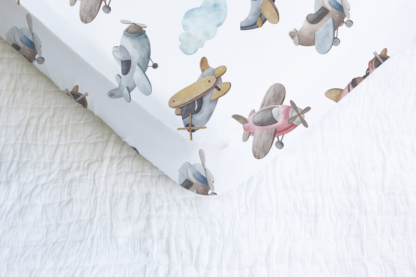 Airplanes Crib Sheet, Aviation Nursery Bedding- Little Aviator