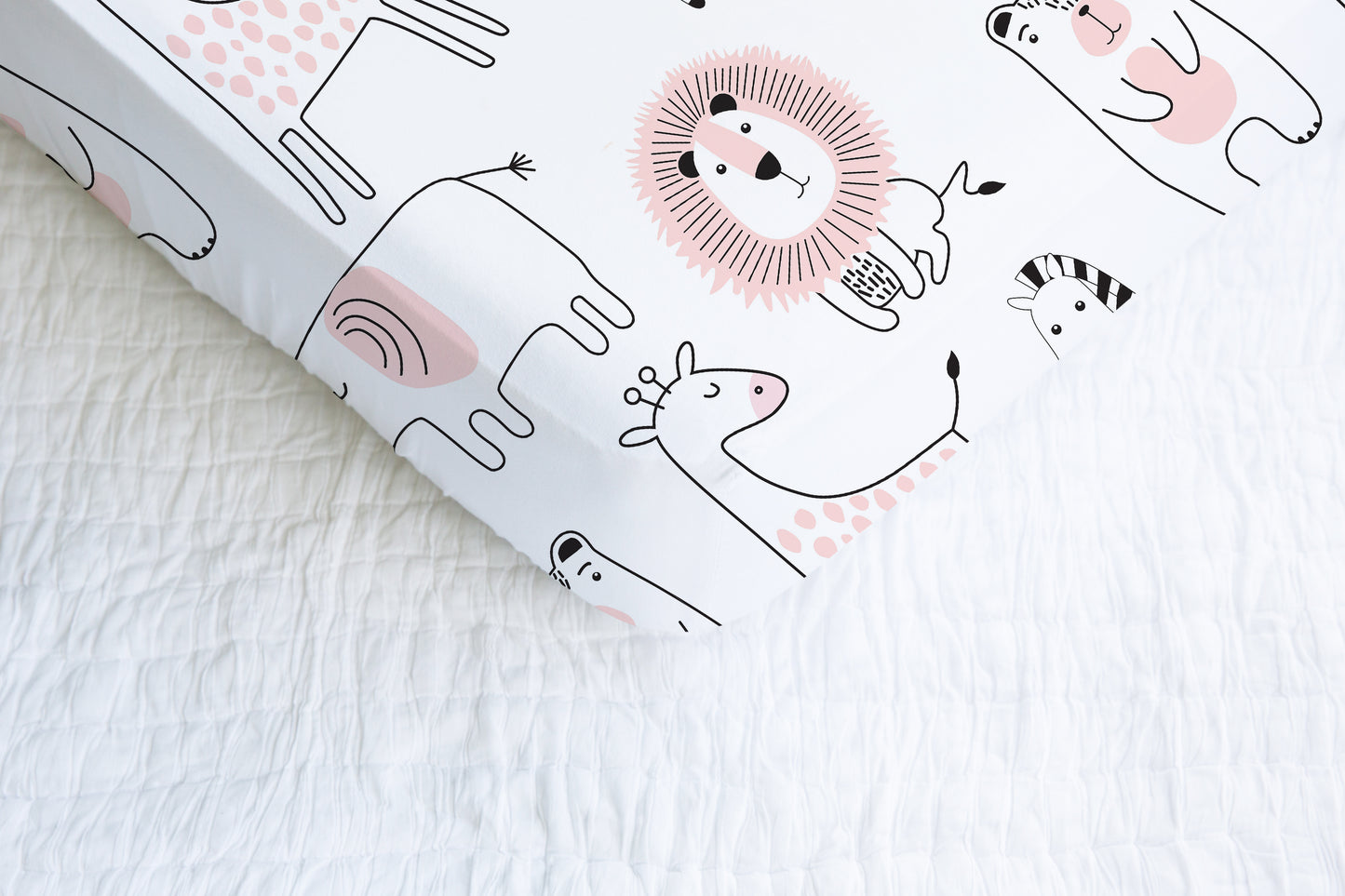 Pink Safari Minky Crib Sheet, Jungle Nursery Bedding