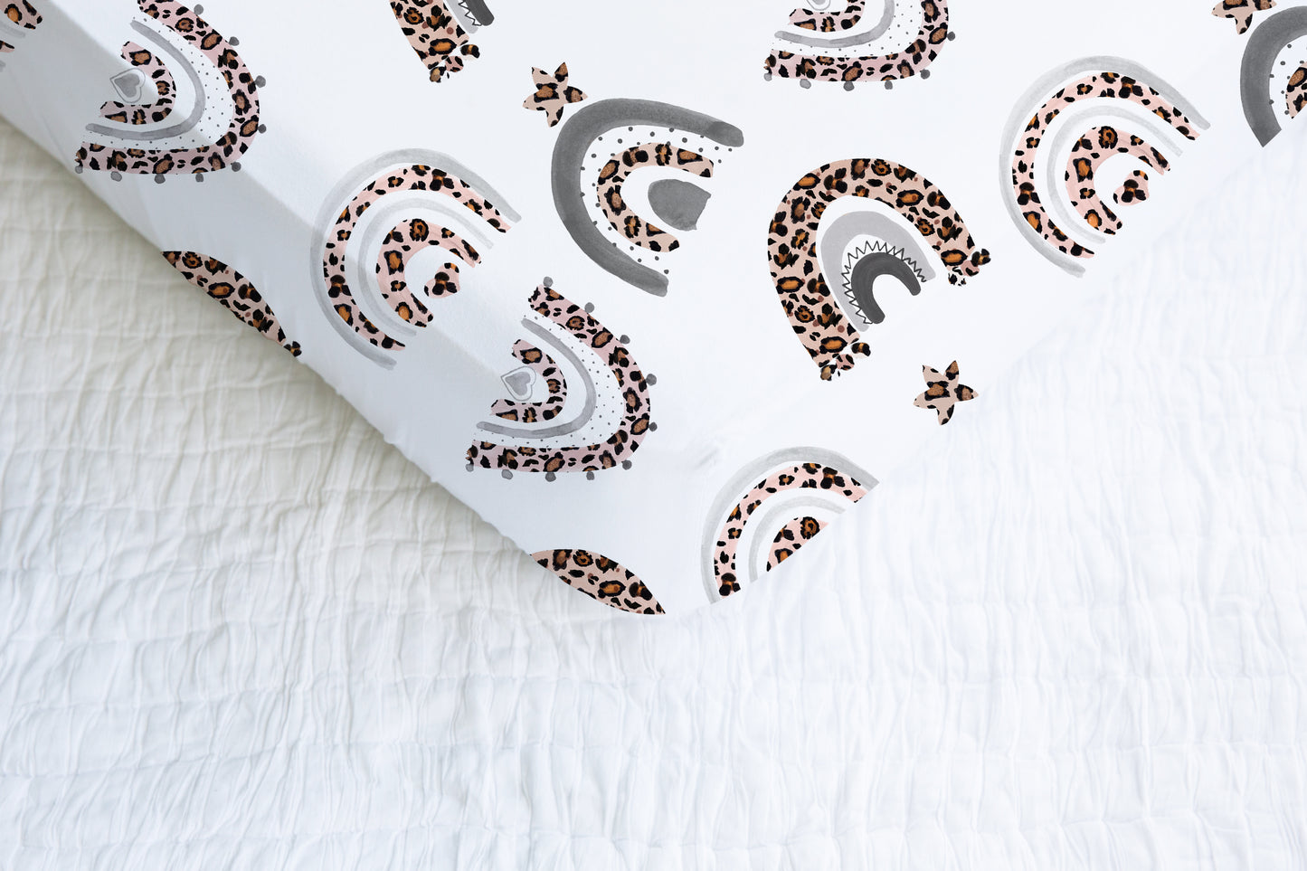 Leopard Rainbow Minky Crib Sheet, Rainbow Nursery Bedding