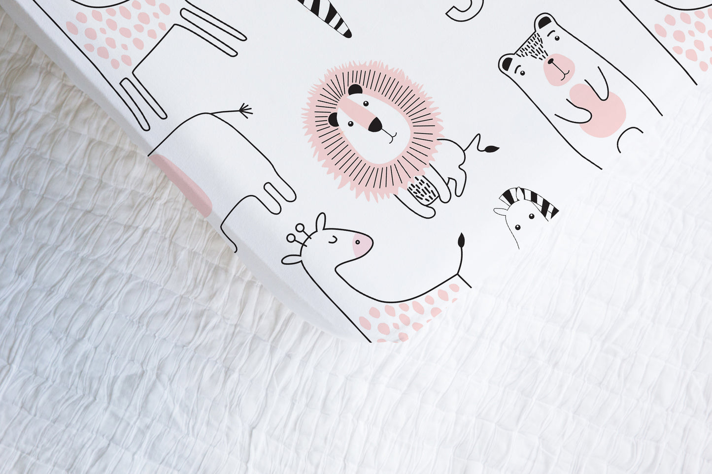 Pink Safari Minky Crib Sheet, Jungle Nursery Bedding