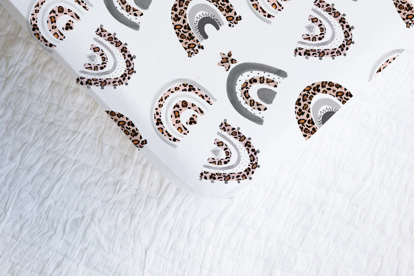 Leopard Rainbow Minky Crib Sheet, Rainbow Nursery Bedding