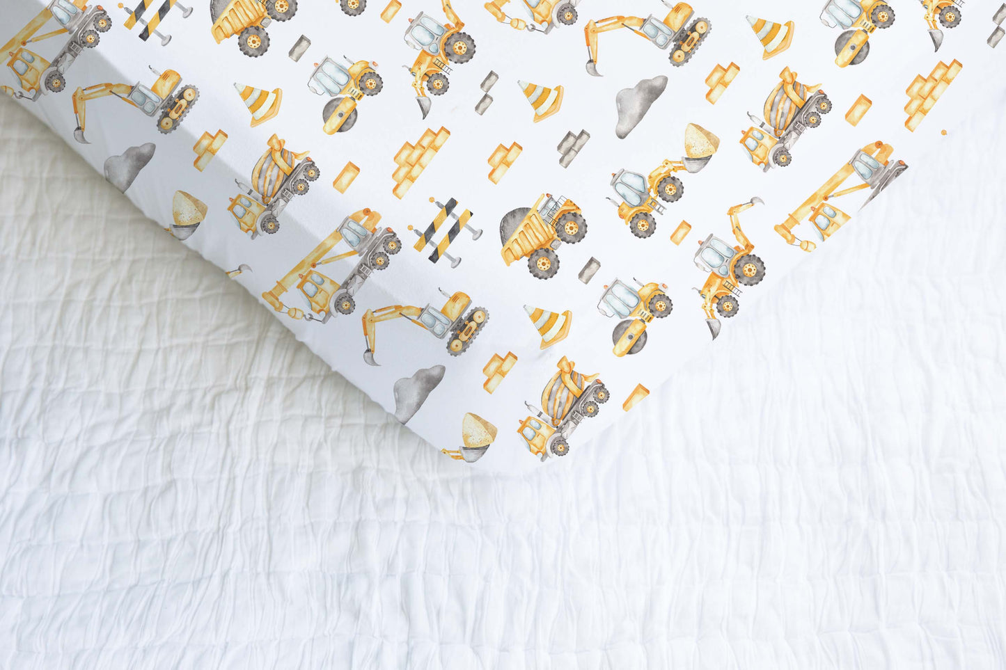 Construction Crib Sheet, Construction trucks Nursery Bedding - Under construction
