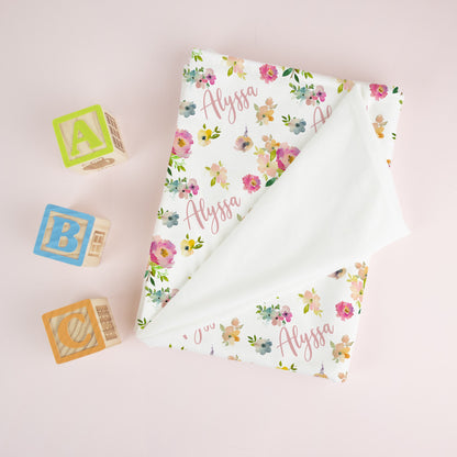 Floral Baby Girl Swaddle Set, Floral Hospital Baby Blanket - Spring Bloom