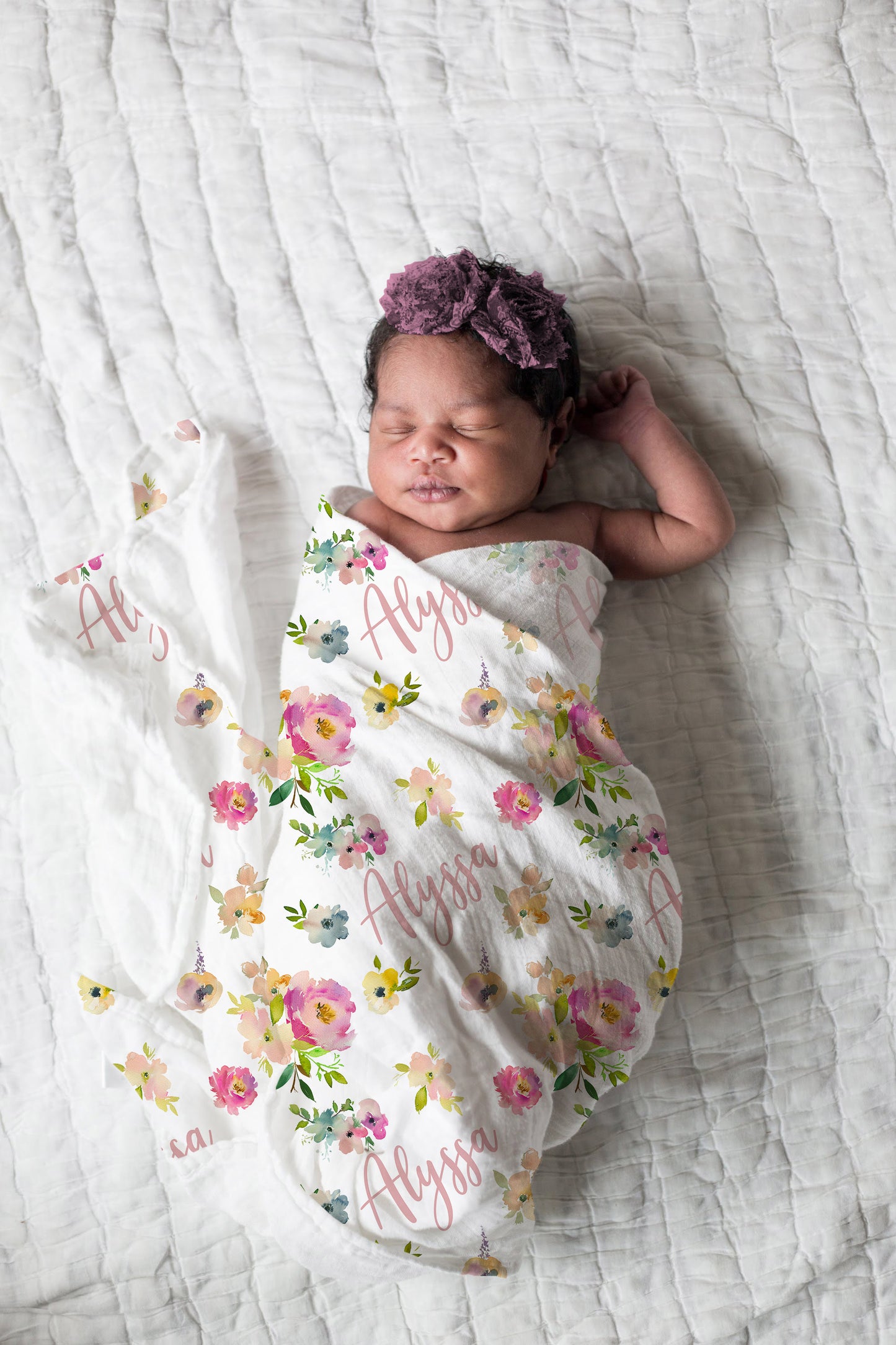 Floral Baby Girl Swaddle Set, Floral Hospital Baby Blanket - Spring Bloom