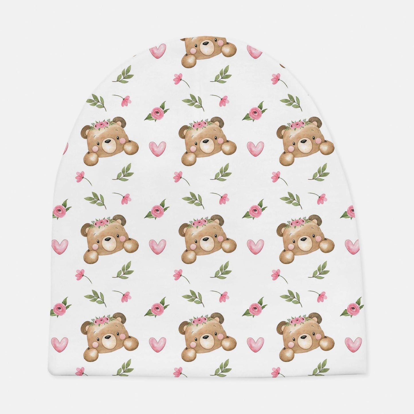 Pink Floral Personalized Baby Swaddle Set, Floral Bear Hospital Baby Girl Blanket - Beary Pink