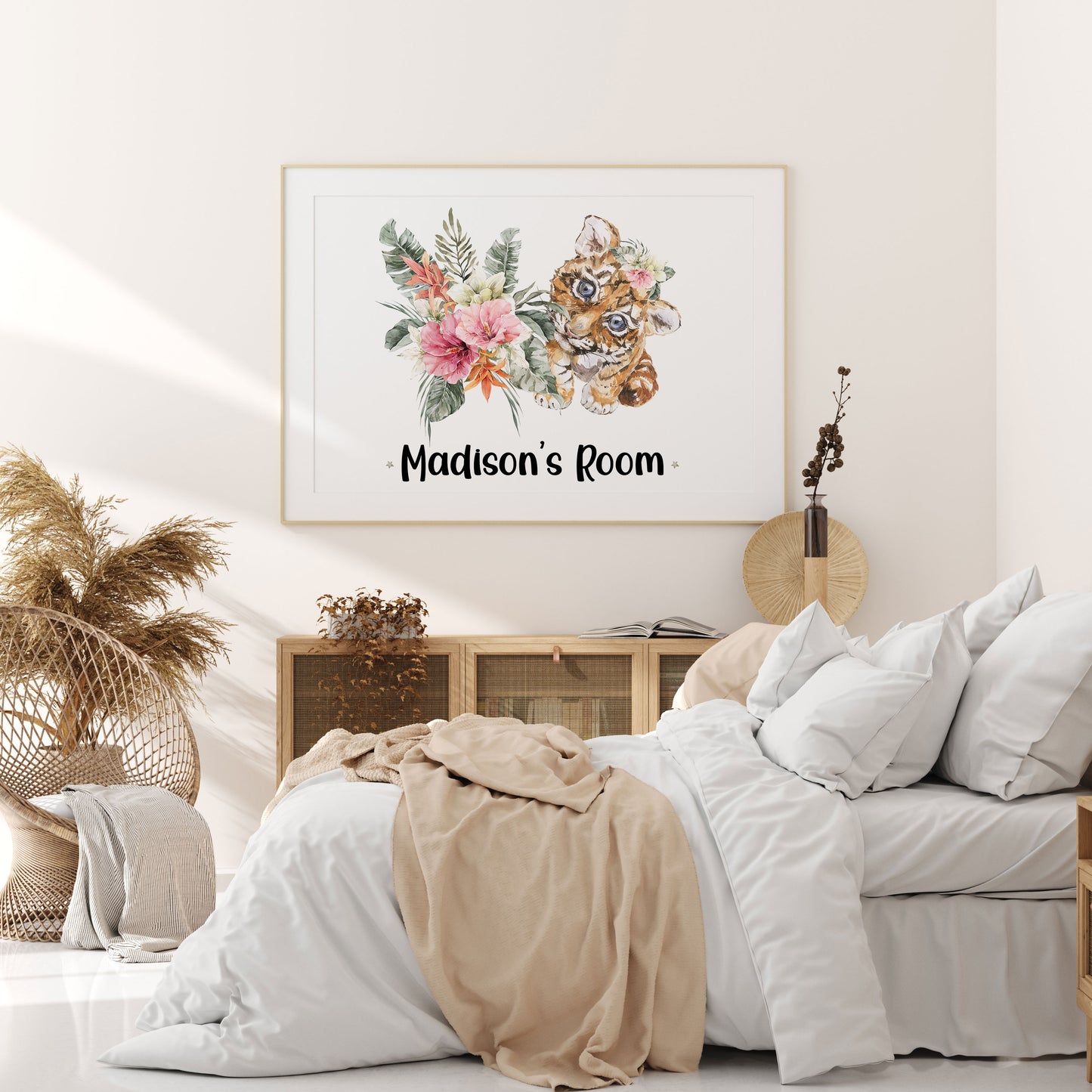 Personalized Name Wall Art, Safari Nursery Print Unframed