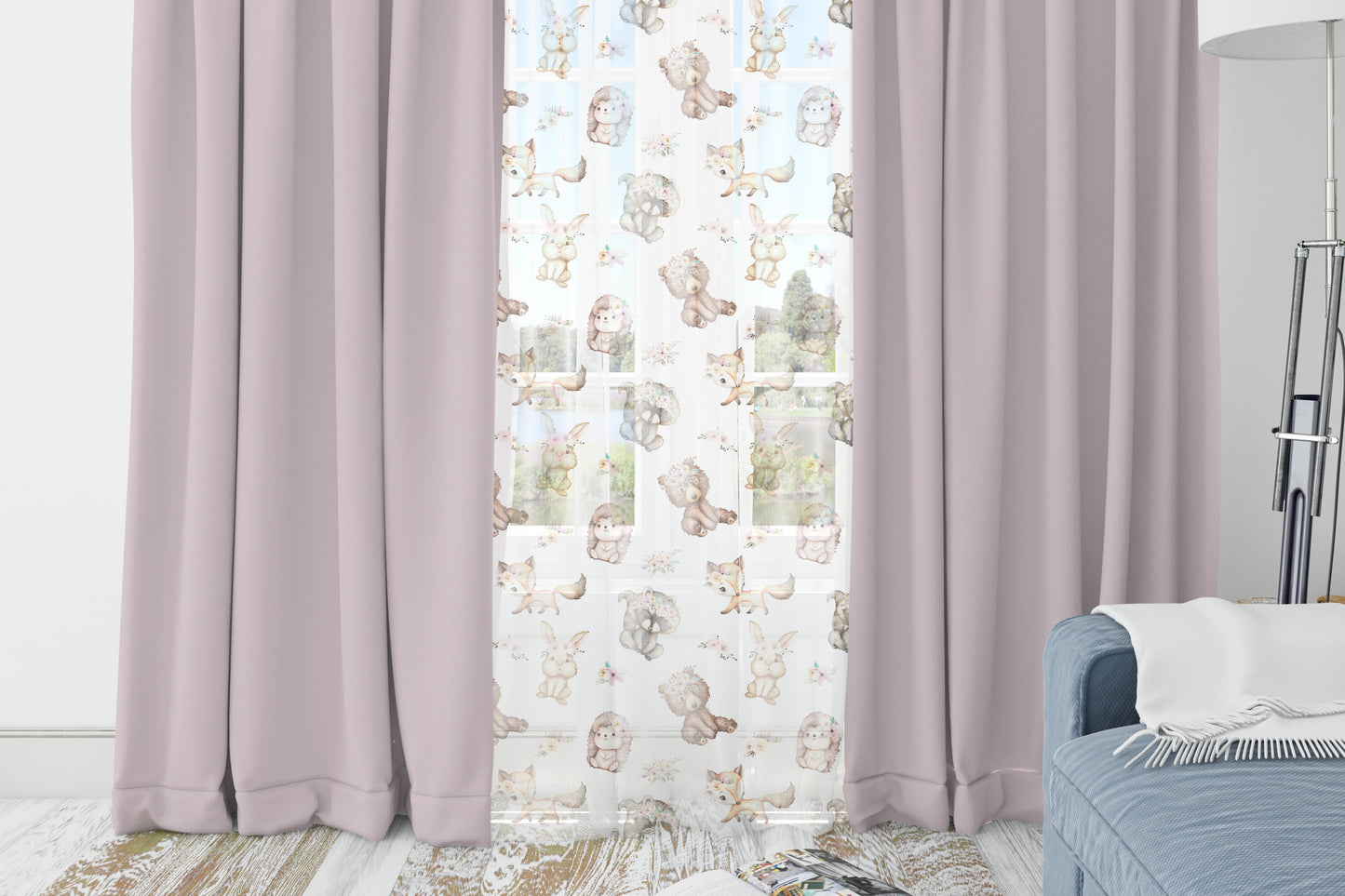 Woodland Animals Curtains, Woodland Sheer Nursery Curtains - Forest Friends