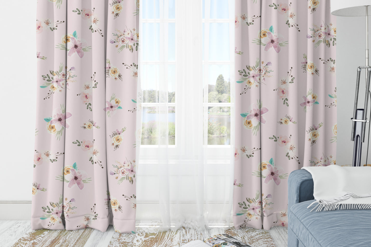 Pink Floral Curtains, Floral Nursery Decor - Forest Friends