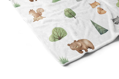 Woodland Animals Minky Blanket, Woodland Nursery Bedding - Tiny Woodland