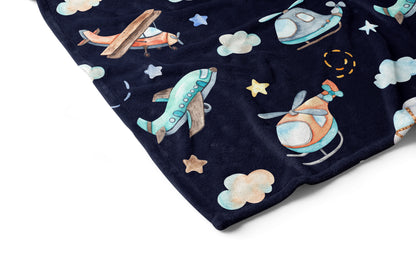 Airplane baby blanket, Airplanes nursery bedding - Night Flight