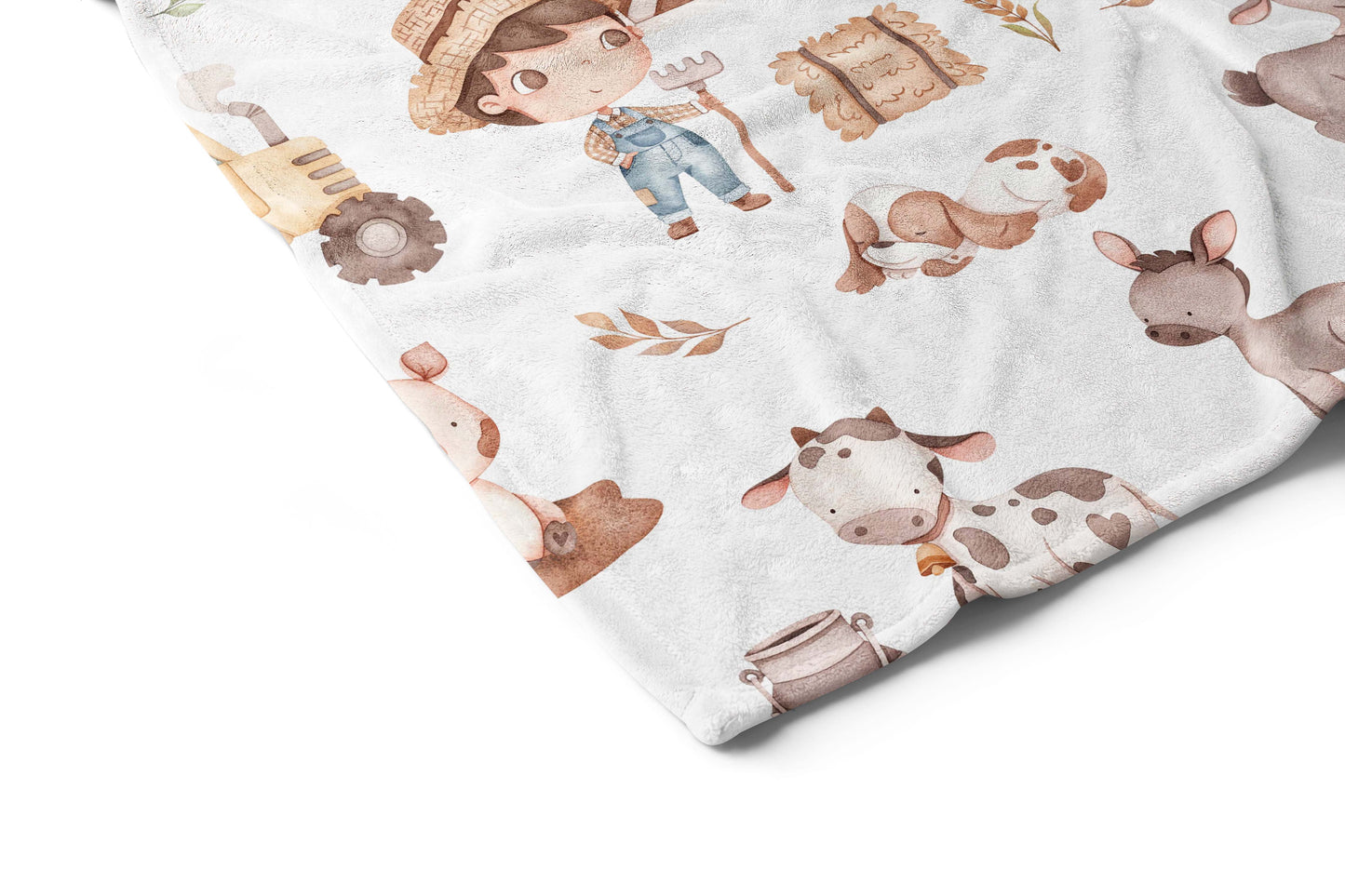 Farm Boy Minky Blanket, Barnyard Nursery Bedding - Lovely Farm