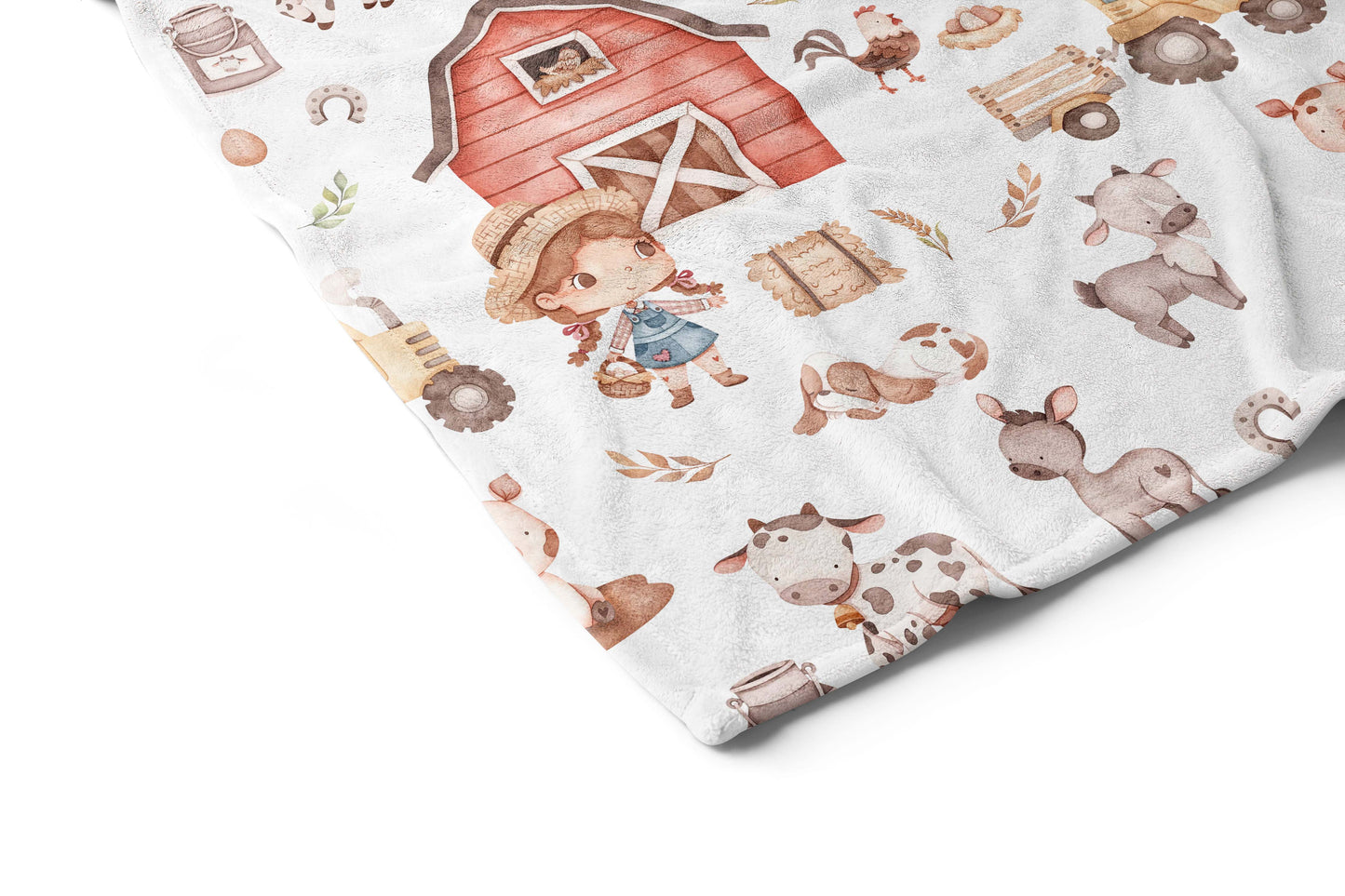 Farm Girl Minky Blanket, Barnyard Nursery Bedding - Lovely Farm