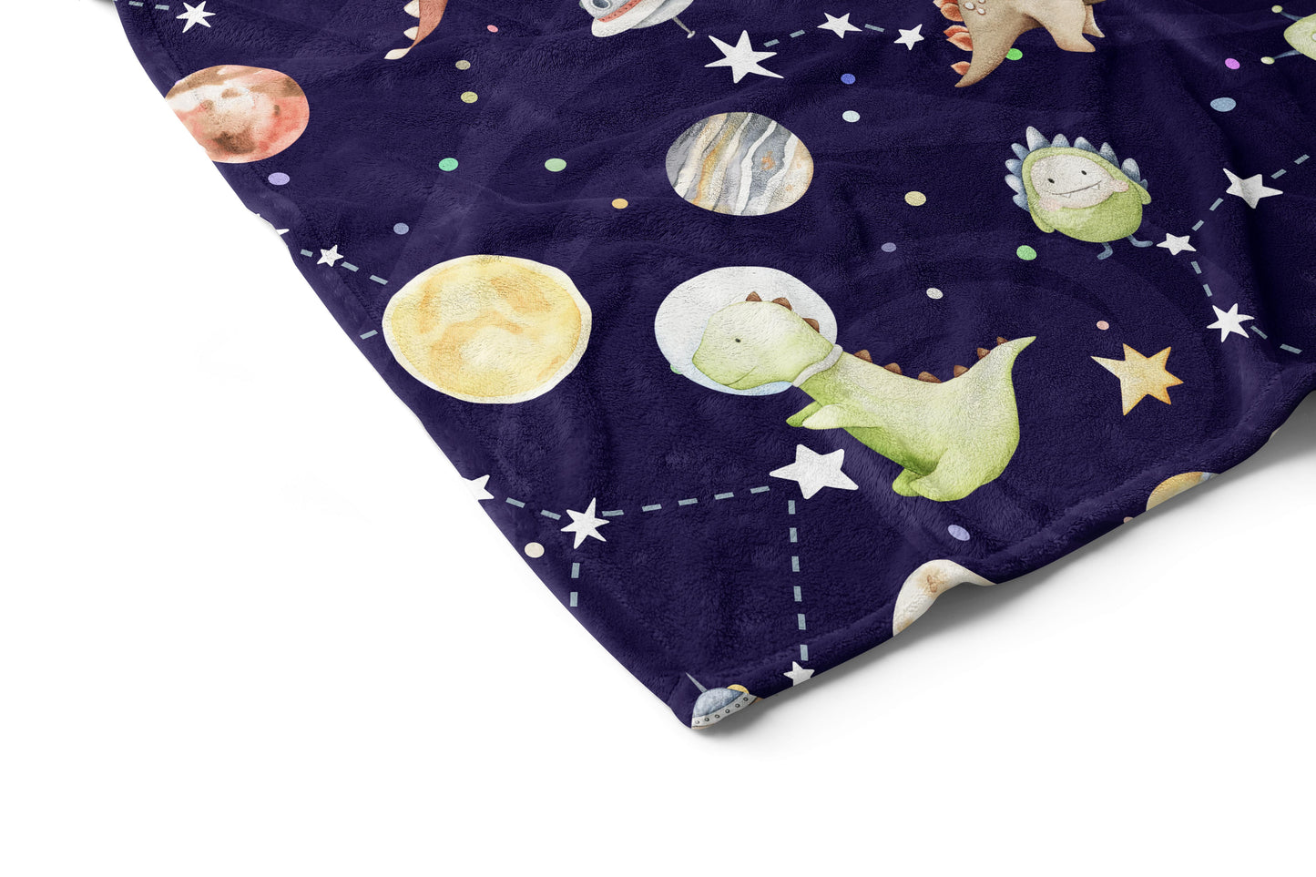 Dinosaurs Space Minky Blanket. Space Nursery Bedding