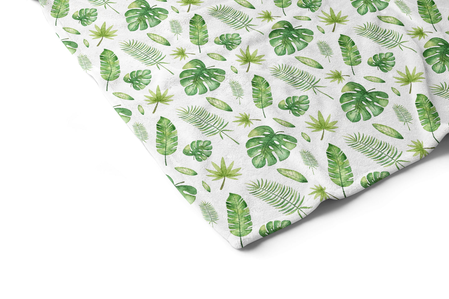 Tropical Leaves Minky Blanket, Jungle Nursery Bedding - Safari Explorer