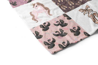 Black Swan Ballerina Minky Blanket, Ballet Nursery Bedding - Sweet Ballet