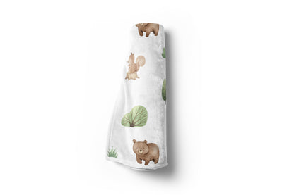 Woodland Animals Minky Blanket, Woodland Nursery Bedding - Tiny Woodland